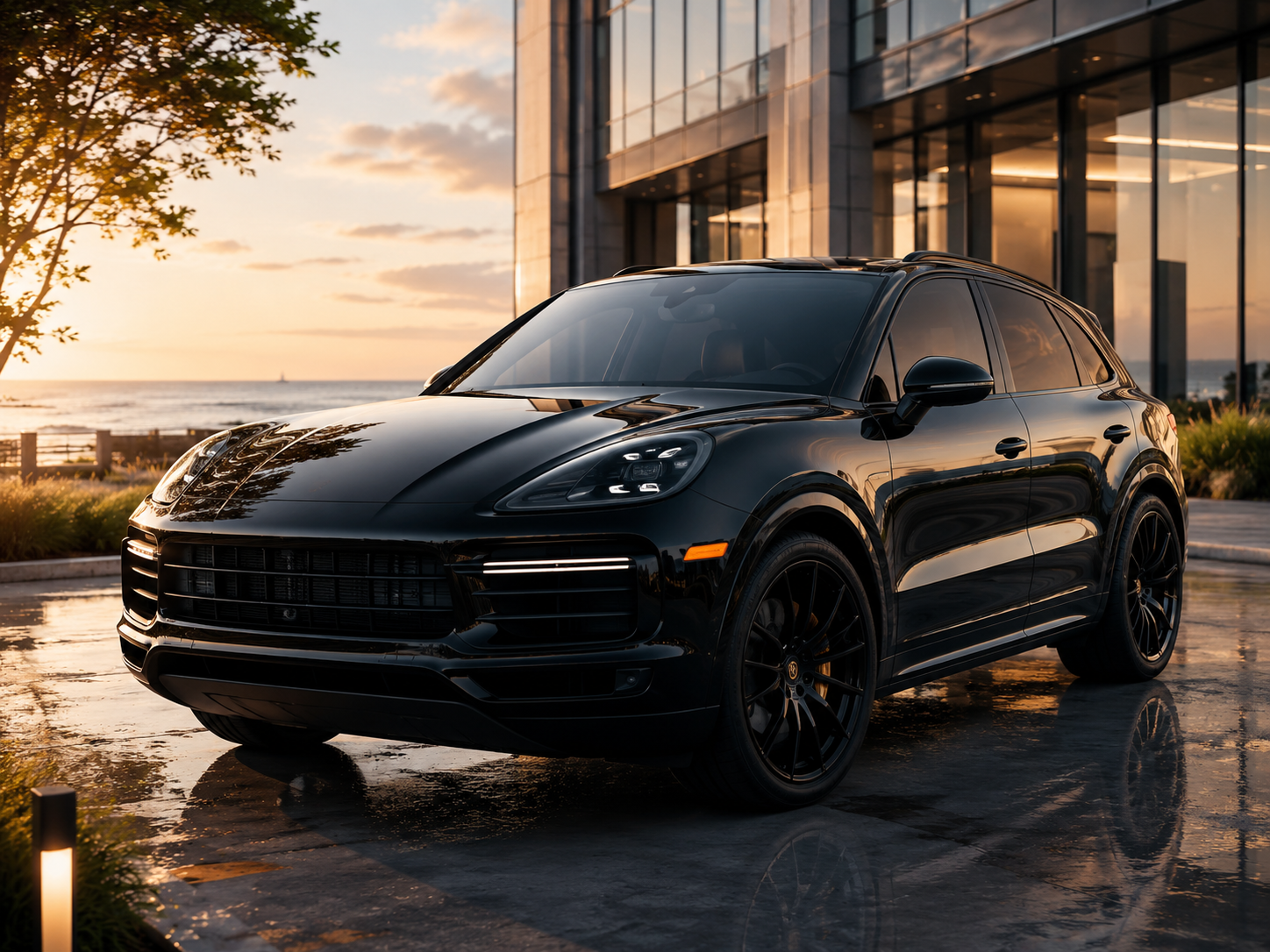 Mobile ceramic coating service for glossy black SUV in Virginia Beach and Hampton Roads